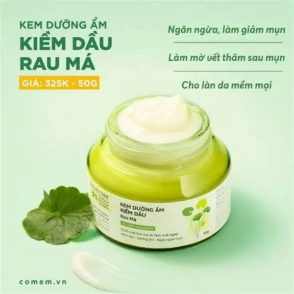 Kem Dưỡng Ẩm Kiềm Dầu Rau Má Cho Da Mụn Da Dầu Nhạy Cảm Cỏ Mềm 50g - Ảnh 4