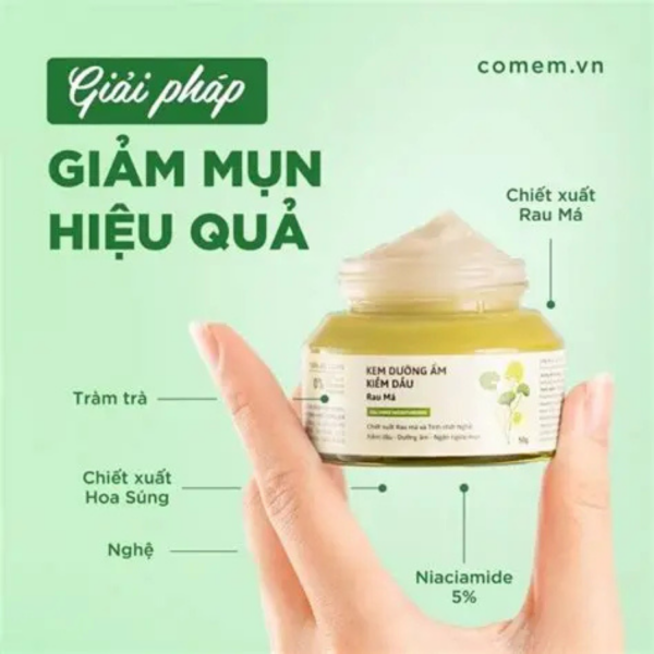 Kem Dưỡng Ẩm Kiềm Dầu Rau Má Cho Da Mụn Da Dầu Nhạy Cảm Cỏ Mềm 50g - Ảnh 2