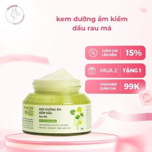 Kem Dưỡng Ẩm Kiềm Dầu Rau Má Cho Da Mụn Da Dầu Nhạy Cảm Cỏ Mềm 50g