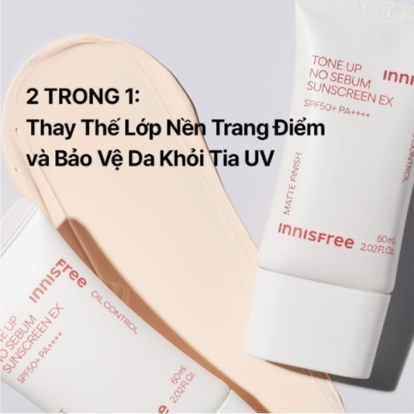 Kem Chống Nắng Nâng Tông Kiềm Dầu Innisfree Tone Up No Sebum EX SPF50+ PA++++ 60ml - Ảnh 2