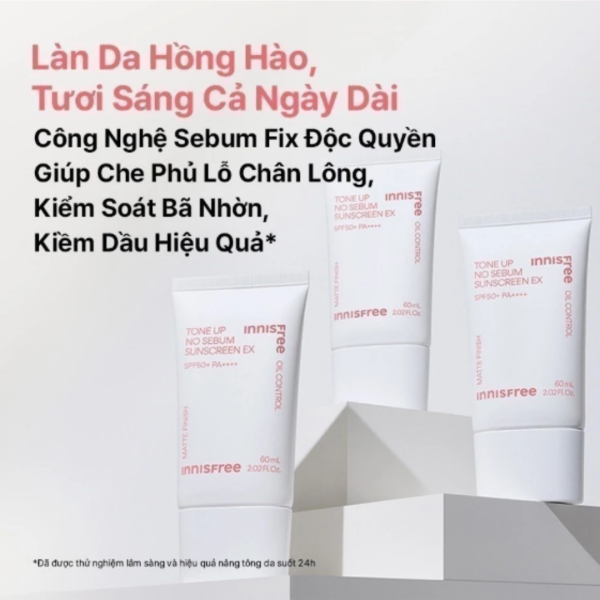 Kem Chống Nắng Nâng Tông Kiềm Dầu Innisfree Tone Up No Sebum EX SPF50+ PA++++ 60ml - Ảnh 3