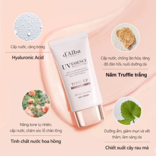 Kem Chống Nắng Nâng Tone d'Alba Waterfull Suncream SPF50+ PA++++ 50ml – Dưỡng Ẩm, Bảo Vệ Da Nhạy Cảm - Ảnh 2